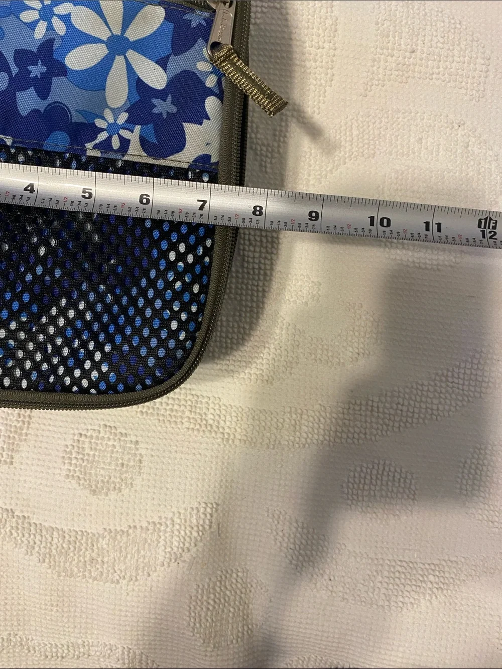 L.L. Bean Blue and White Floral Travel Cosmetic Case/Lunch Bag.  Normal wear